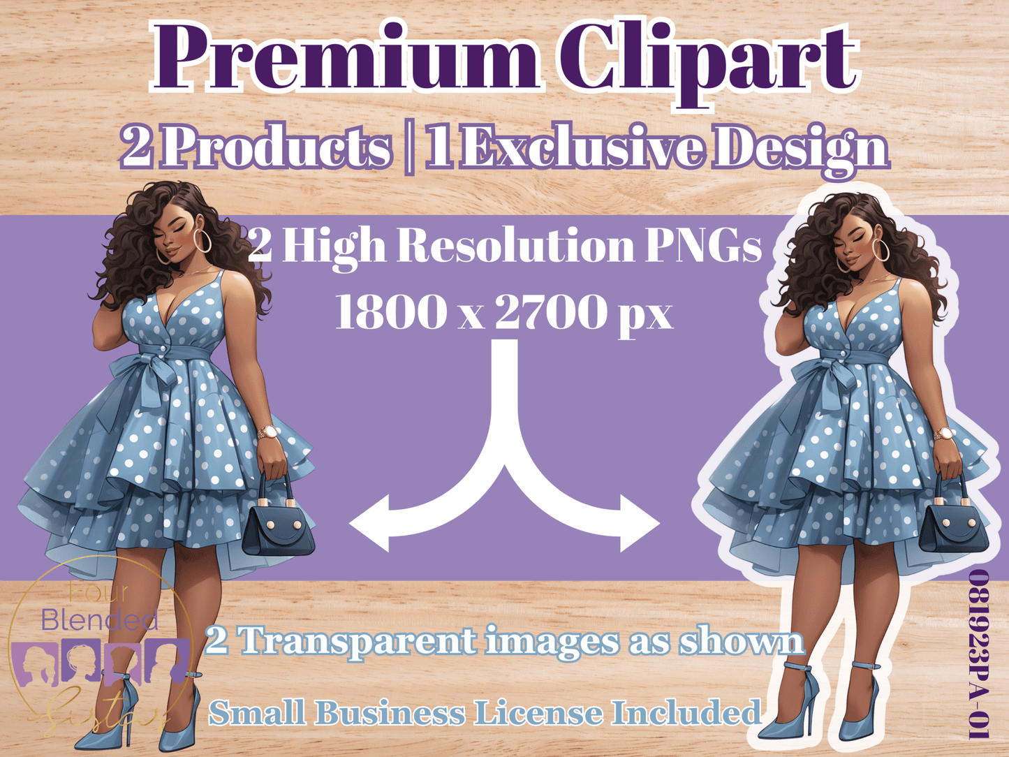 African American Fashion Premium Clipart Dolls | 081923PA-01 - Four Blended Sistas