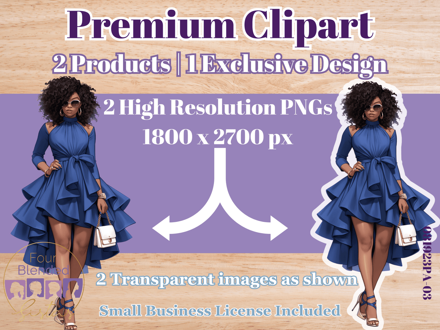 African American Fashion Premium Clipart Dolls | 081923PA-03 - Four Blended Sistas