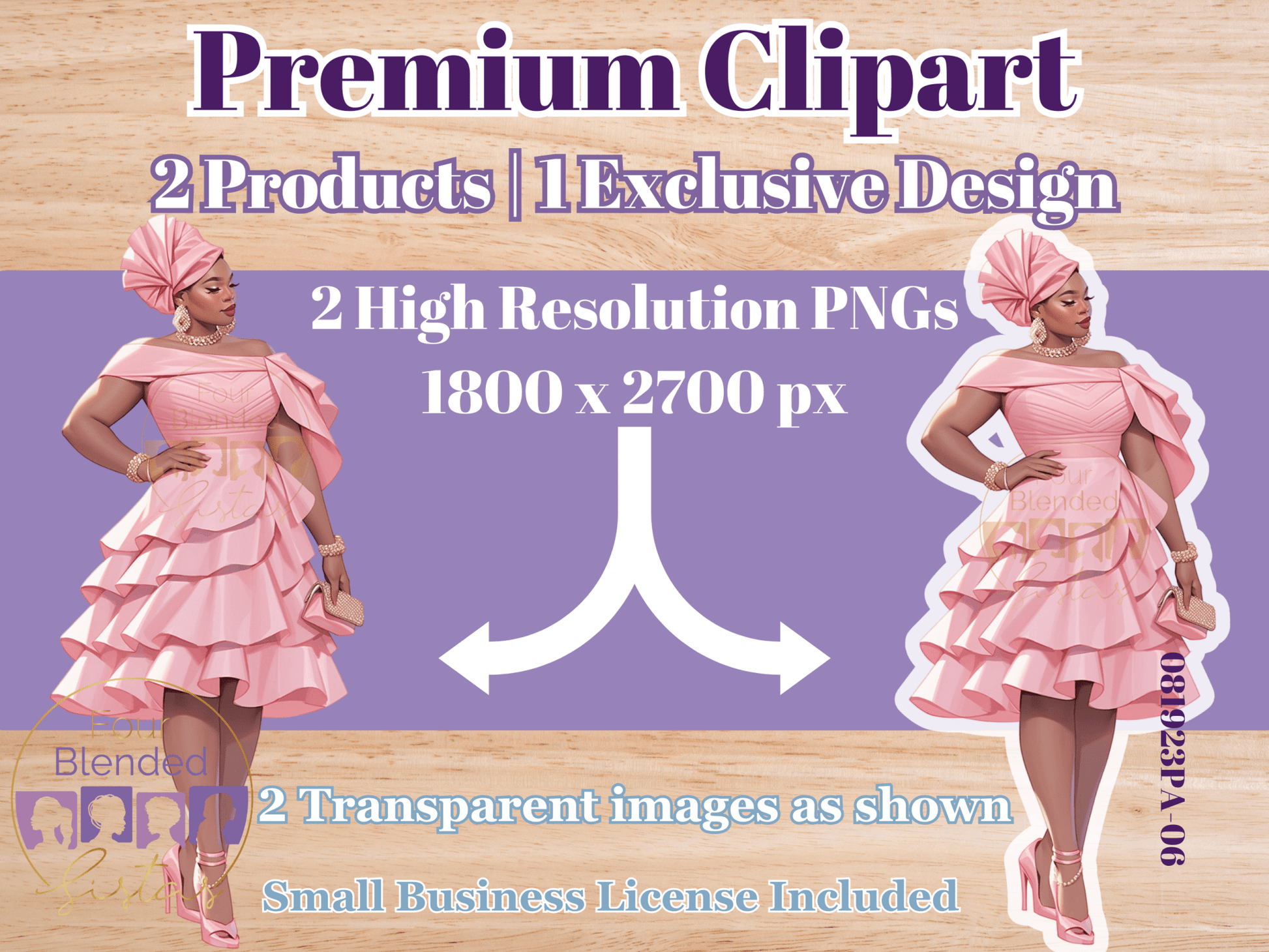 Fashion African American Premium Clipart Dolls | 081823PA-06 - Four Blended Sistas